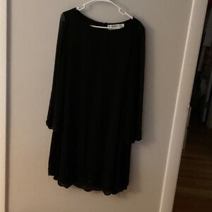 Oleg Cassini Elegant Black Long Sleeve Dress